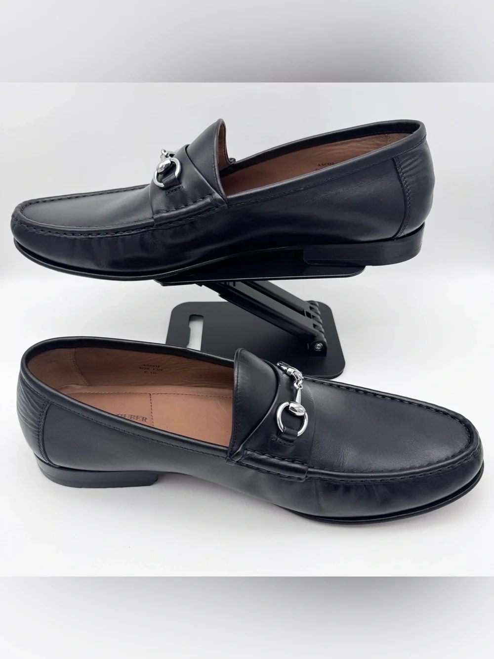 Peter Huber Ascot Classic Black Leather Horsebit Loafers Men's Size 13 M